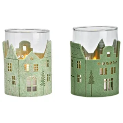 Stekleni svečnik GREEN HOUSES 13 cm zelen - različne variante