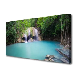 tulup.si Slika na platnu Slap forest lake nature 125x50 cm