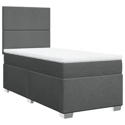 Vidaxl Box spring postelja z vzmetnico temno siva 100x200 cm blago