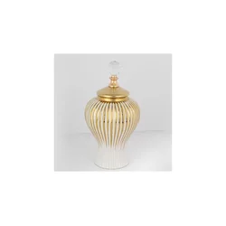 Keramična vaza 35x17,5 cm zlata/bela