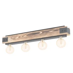 EGLO Plafonjera LAYHAM 4xE27 76 cm crna/drvo 43466
