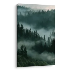 Slika tih gozd v jutranji megli - 100x150