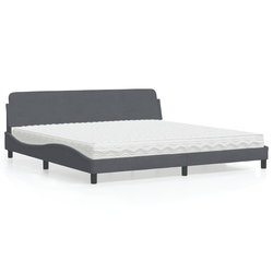 Krevet s madracem Dover tamnosivi 200x200 cm baršunasti