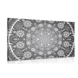 Slika okrasna Mandala s čipko v črnobeli izvedbi - 150x100