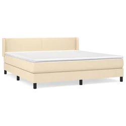 vidaXL vidaXL Box spring postelja z vzmetnico krem 160x200 cm blago, (20895526)