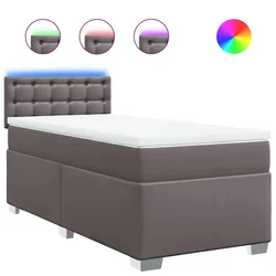 Vidaxl Box spring postelja z vzmetnico siva 90x200 cm umetno usnje
