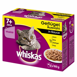 WHISKAS hrana za mačke 7+ SENIOR 12 x 100 g, Izbor ribe i mesa u umaku