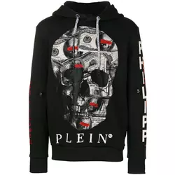 Philipp Plein - dollar skull print hoodie - men - Black