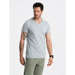 Ombre BASIC mens classic cotton tee-shirt with a crew neckline - grey melange