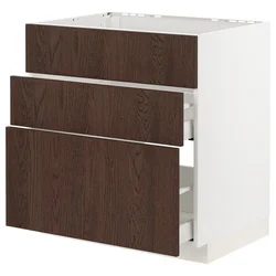 METOD / MAXIMERA Pod.element sudop. i 3front/2fioke, bela/Sinarp smeđa, 80x60 cm