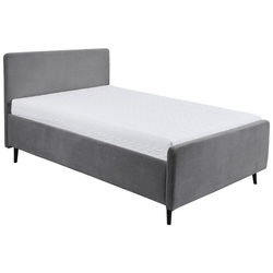 MID.YOU OBLAZINJENA POSTELJA 140 cm x 200 cm , tekstil, leseni material temno siva