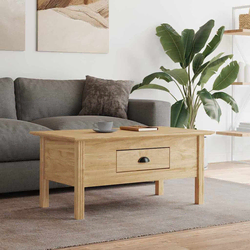 vidaXL Klubska miza s predalom BODO Medeno rjava 100 x 55 x 45,8 cm