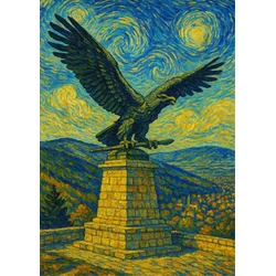 Plakat A4 21x30 Turul Madár Tatabánya v stilu Van Gogha