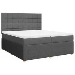 Vidaxl Box spring postelja z vzmetnico temno siva 200x200 cm blago