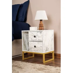 Hanah Home Noćni ormarić Glimmer, 45.2 x 50 x 29.5 cm, Bež-zlatni