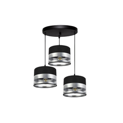 Luster na sajli MILO 3xE27/60W/230V srebrna/crna