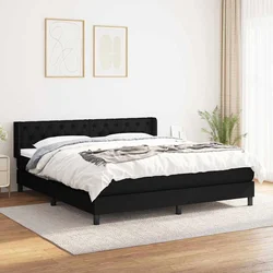 shumee Box spring postelja z vzmetnico črna 160x200 cm blago