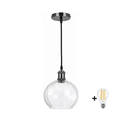 BRILAGI - LED luster na sajli RETRO GLASS 1xE27/60W/230V O 25 cm crna/prozirna