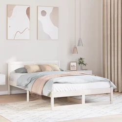 vidaXL Posteljni okvir Beli Trden borov les 140 x 190 cm Trajen