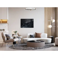 WallXpert slika na kaljenom staklu 1732, apstraktni crni talasi na tamnoj pozadini, 70 x 100 cm