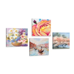 Set slik romantične Benetke z rožami - 4x 40x40