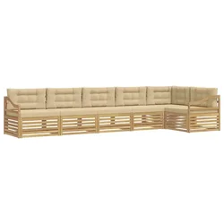 Set vanjskih sofa 6 pcs Bijela i bež 404 x 166,5 x 73 cm
