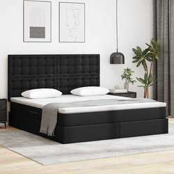 Krevet s od storage s uzglavljem Crna 180 x 200 cm Lažna koža