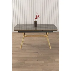 Hanah Home trpezarijski sto na razvlačenje Nis, 150 × 89 cm (razvučen 200 cm), antracit ploča Irony, zlatne noge