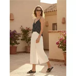 Sinsay - Culotte pantalone od mekane pletene tkanine sa dodatkom viskoze - krem