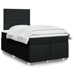 vidaXL Box spring postelja z vzmetnico črna 120x190 cm blago