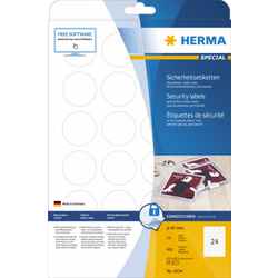 Herma sigurnosne etikete, krug 40 mm A4/24 1/25 bela ( 02H4234 )
