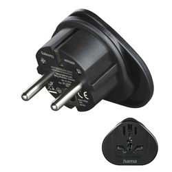 HAMA Potovalni adapter tipa E in F, 3-pinski, univerzalni, iz sveta v Evropo, črn