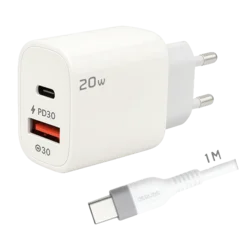 REDLINE Punjač sa USB-C kablom, 1 x USB-A, 1 x USB-C, 20W - GL20AC+CC-1M
