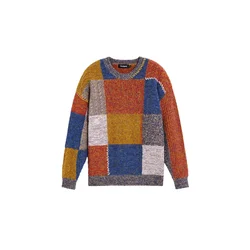 Desigual Pulover modra/gorčica/oranžna/bela