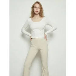 Sinsay - Pamučna bluza sa dugim rukavima - krem