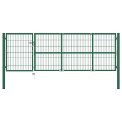 Vrtna ograda s stupovima 350x100 cm Čelična Zelena