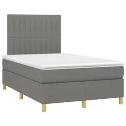 Vidaxl Box spring postelja z vzmetnico temno siva 120x190 cm blago