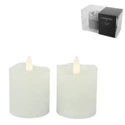 LED sveča LYON stolpič 8 cm bela, komplet 2 kosa