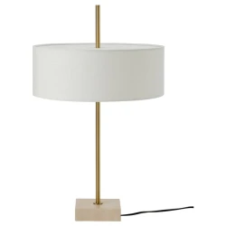 STOCKHOLM 2025 Stona lampa, bela tekstil/mesingano, 65 cm
