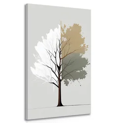 Slika tribarvno minimalistično drevo - 50x100