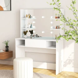 Stolić za šminkanje s LED svjetlima 100x40x135 cm MDF bijeli