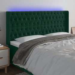 LED uzglavlje tamnozeleno 183 x 16 x 118/128 cm baršunasto