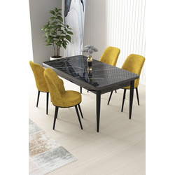 Hanah Home Set Trpezarijski sto i 4 stolice Nil, Žuto-crni