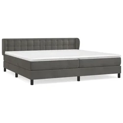 Vidaxl Box spring postelja z vzmetnico temno siva 200x200 cm žamet