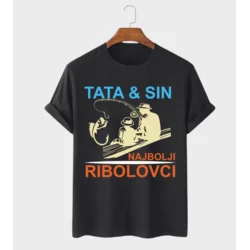 MAFIMI Muška majica Tata i sin najbolji ribolovci, Crna