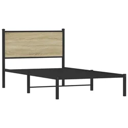 Vidaxl Kovinski posteljni okvir brez vzmetnice sonoma hrast 107x203 cm