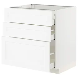 METOD / MAXIMERA Podni element s 3 fioke, bela Enköping/bela im. drveta, 80x60 cm