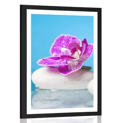 Plakat s paspartujem orhideja in Zen kamni - 20x30 no frame