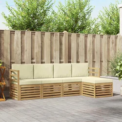 Set vanjskih sofa 5 pcs Bijela i krem 245 x 122,5 x 73 cm