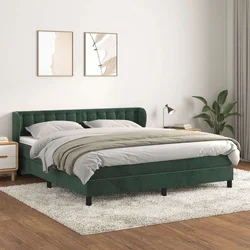 Vidaxl Box spring postelja z vzmetnico temno zelena 180x200 cm žamet